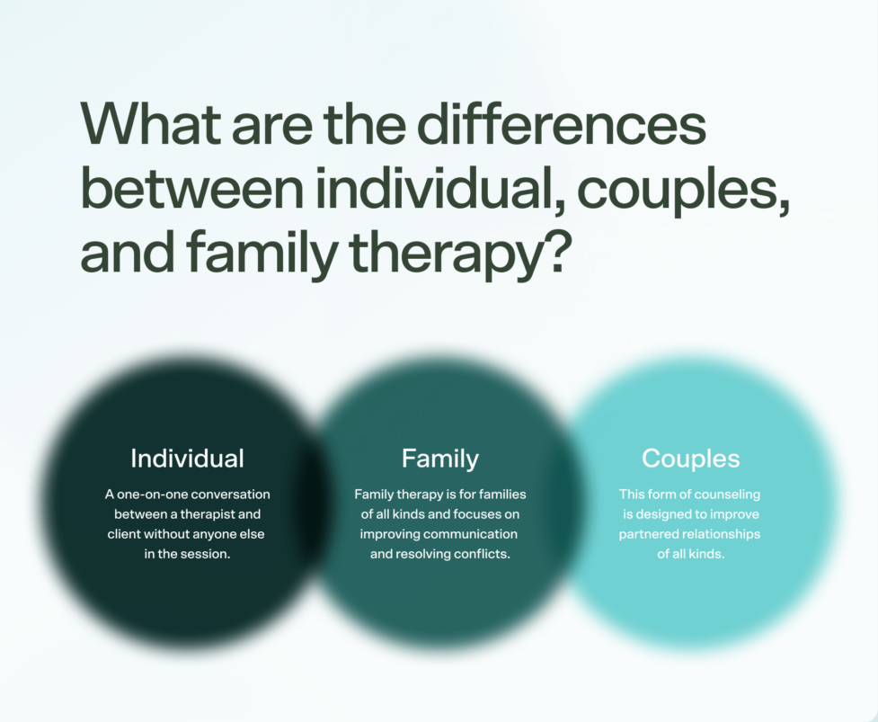 Individual, couples, and family therapy options